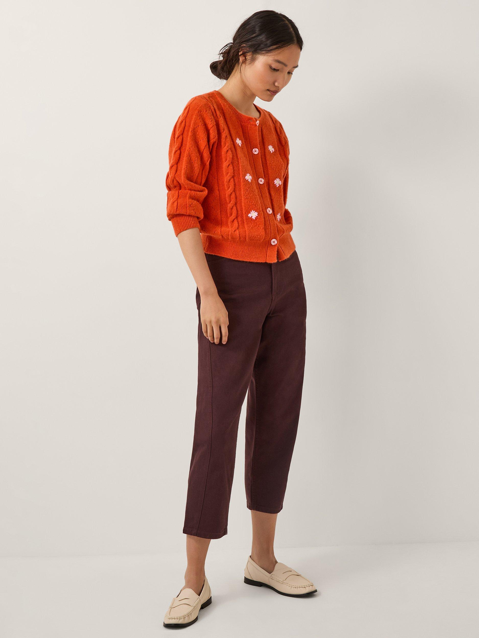 Product image 3 of 5, which shows Monsoon Enya Floral Cardigan, Orange, S