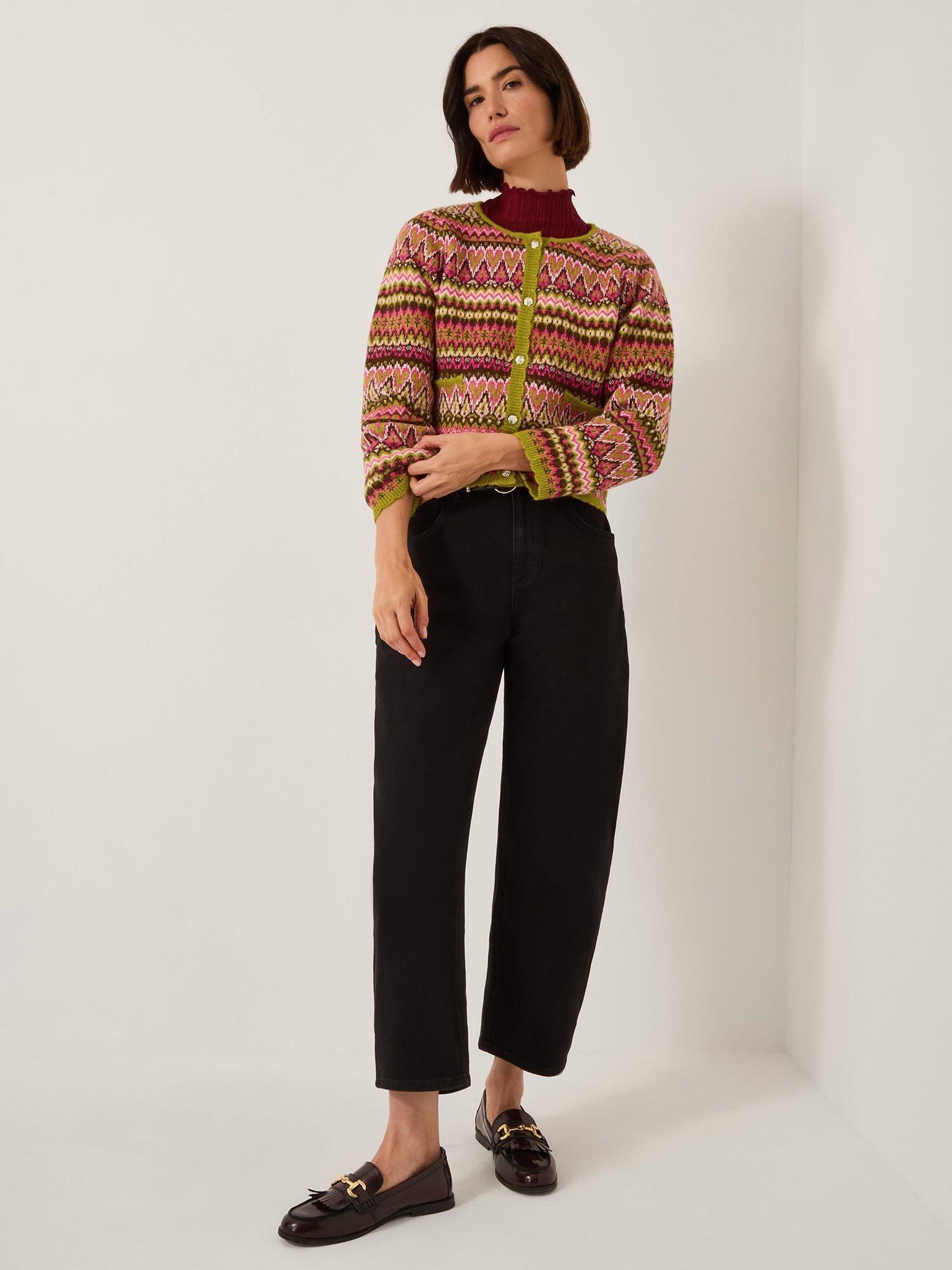 Product image 3 of 5, which shows Monsoon Fiona Fair Isle Cardigan, Pink/Multi, L