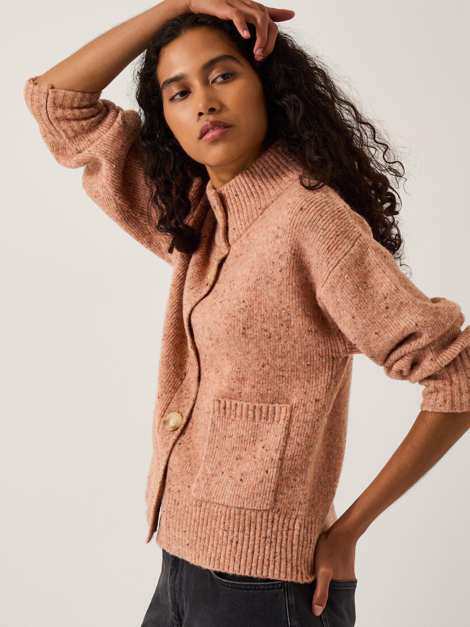 Product image 3 of 5, which shows Monsoon Nieve Neppy Cardigan, Pink, S