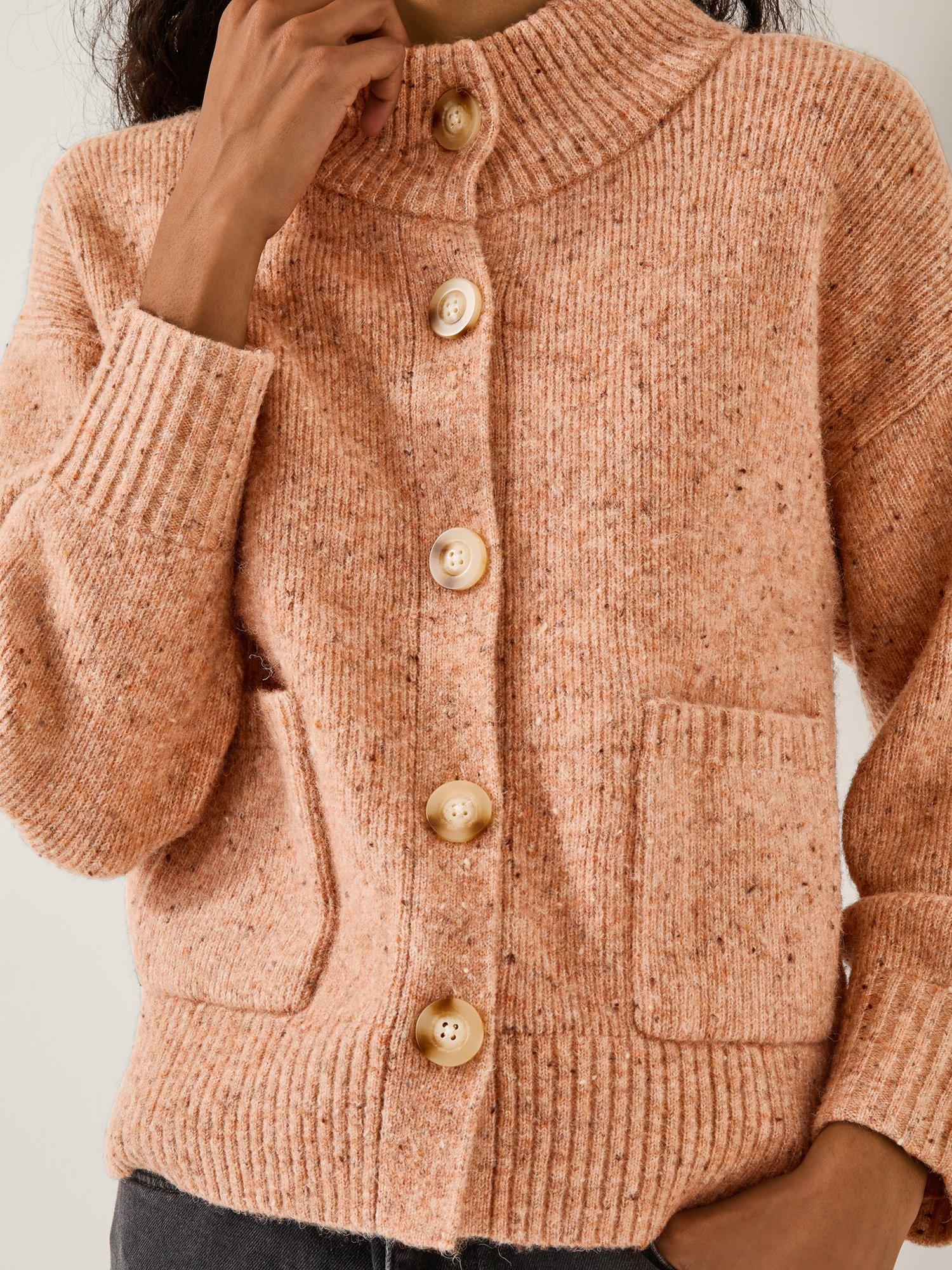 Product image 4 of 5, which shows Monsoon Nieve Neppy Cardigan, Pink, S