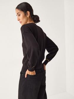Monsoon Nolan Knit Bomber Cardigan - view 2, Black
