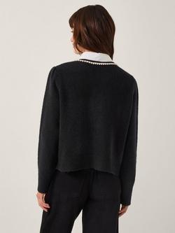 Monsoon Pia Pearl Embellished Cardigan, Navy - view 2, Navy