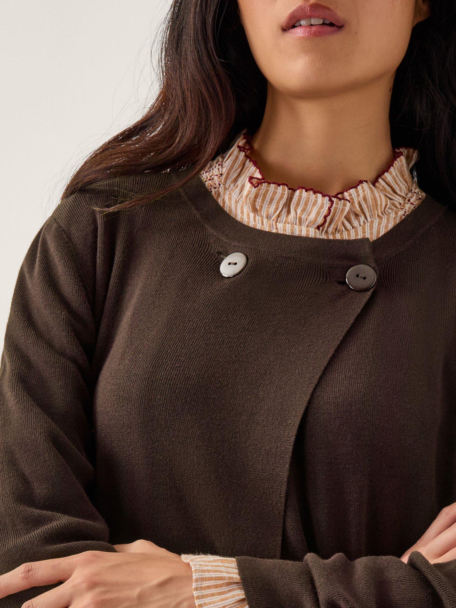 Product image 4 of 4, which shows Monsoon Santi Cardigan & Scarf Set, Chocolate, M