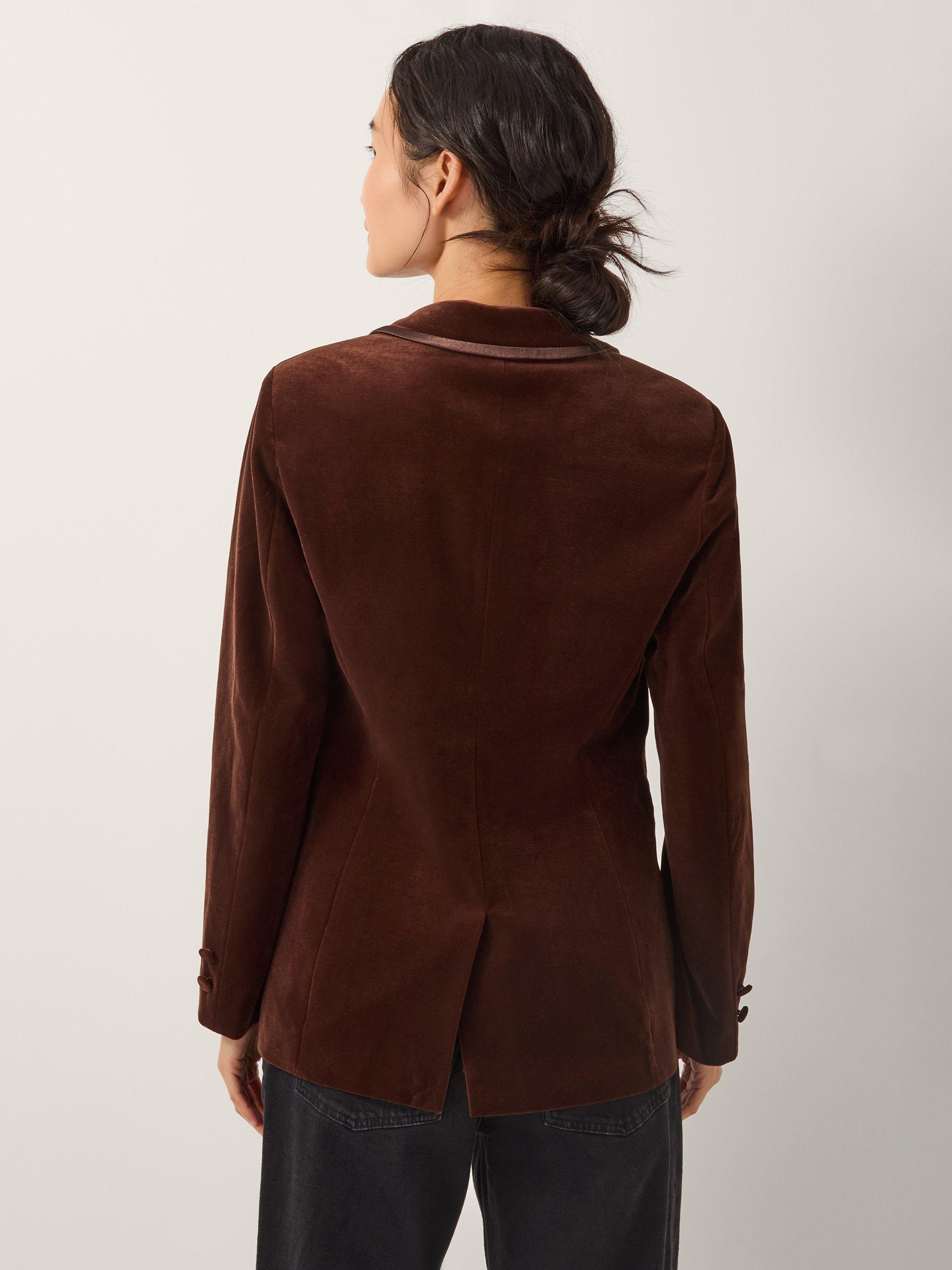Product image 2 of 5, which shows Monsoon Mila Velvet Trim Blazer, Copper, 8