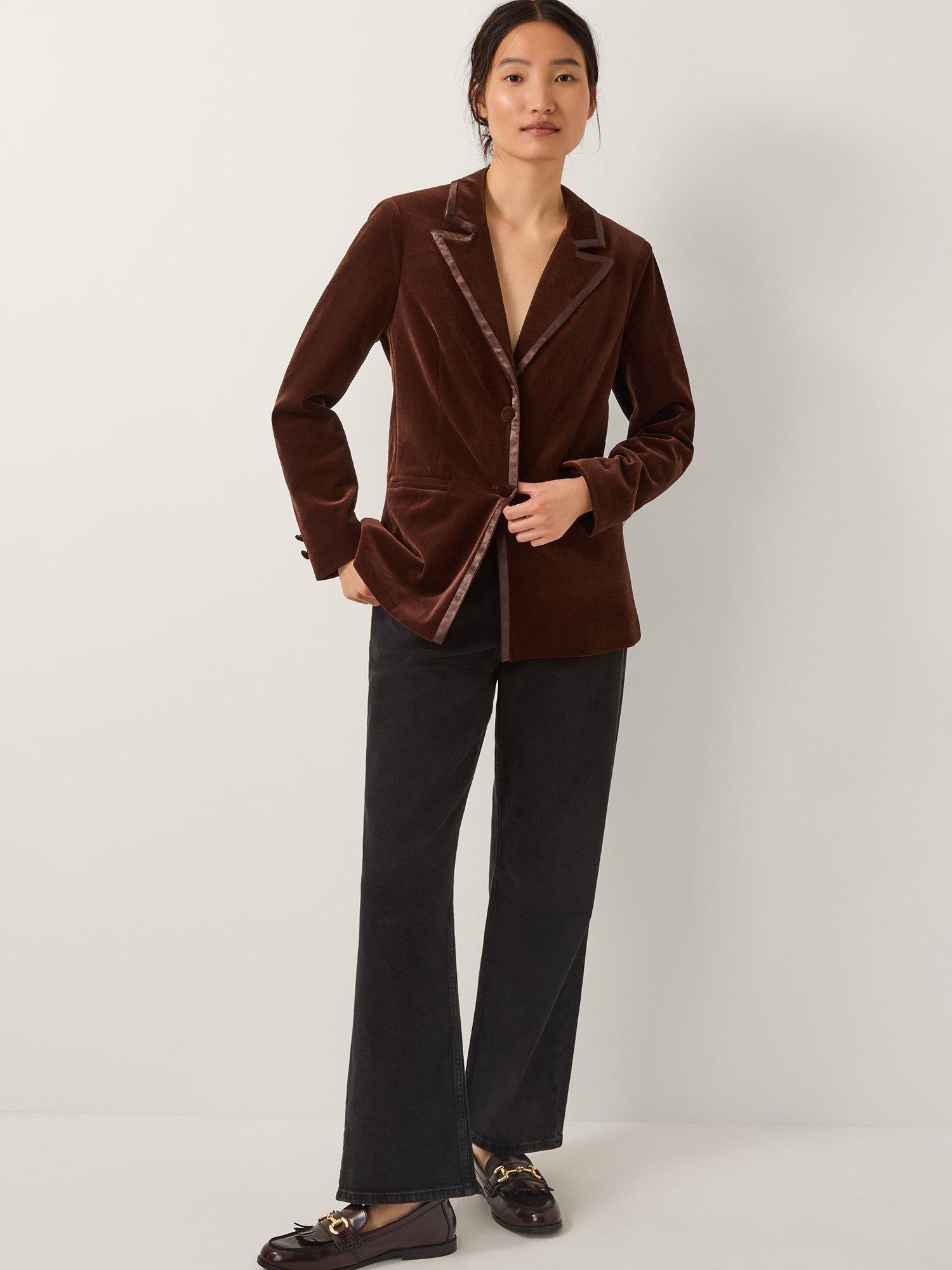 Product image 3 of 5, which shows Monsoon Mila Velvet Trim Blazer, Copper, 8