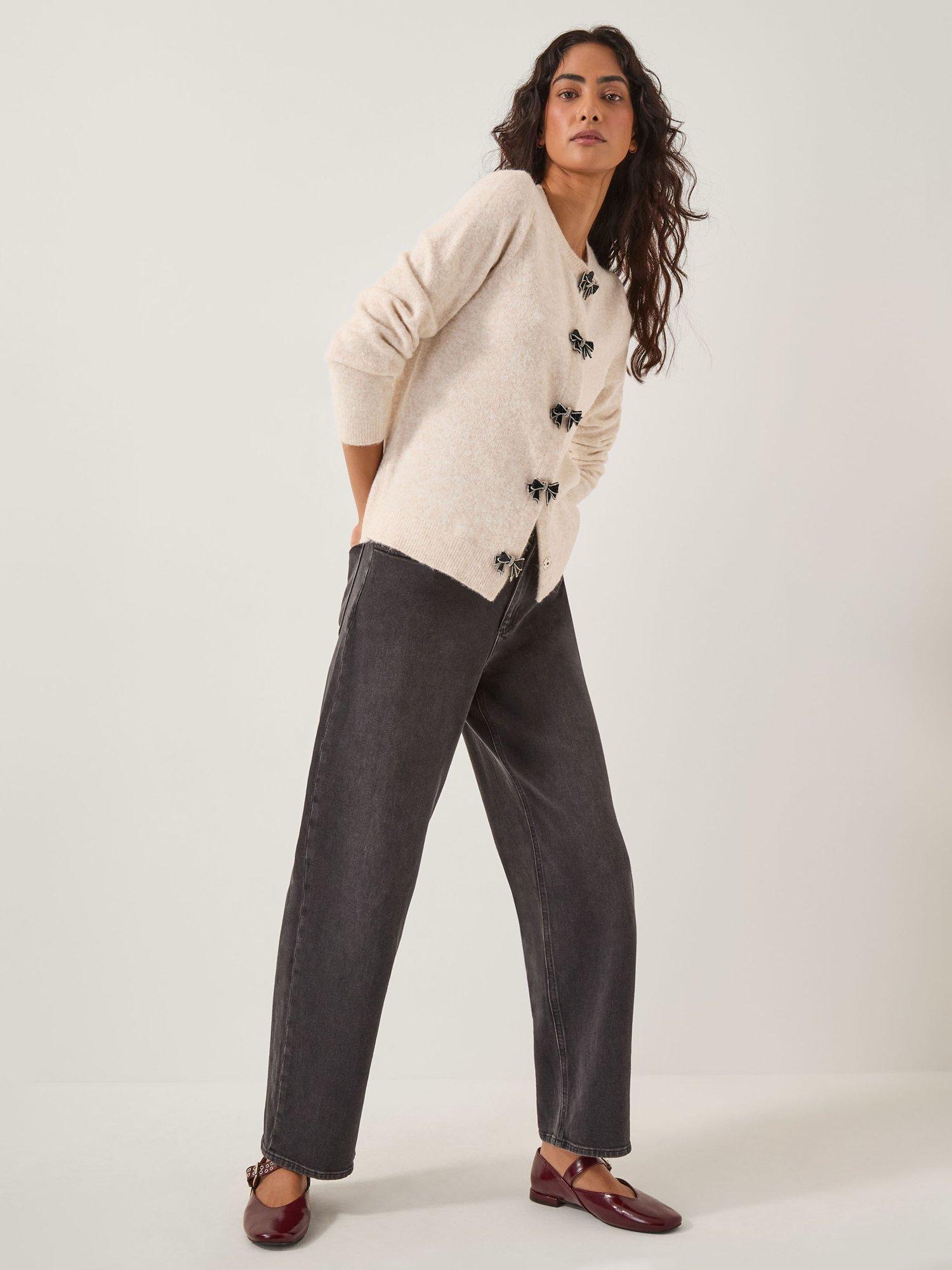 Product image 3 of 5, which shows Monsoon Bee Bow Cardigan, Ivory, XXL