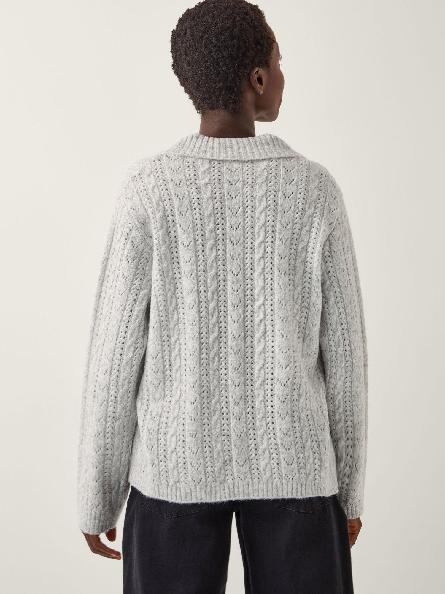 Product image 2 of 4, which shows Monsoon Bria Bow V-Neck Cardigan, Grey, M