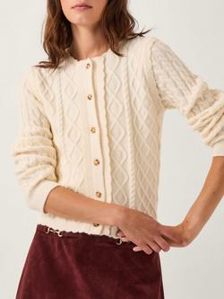 Monsoon Cindy Crew Neck Knit Cardigan, Ivory