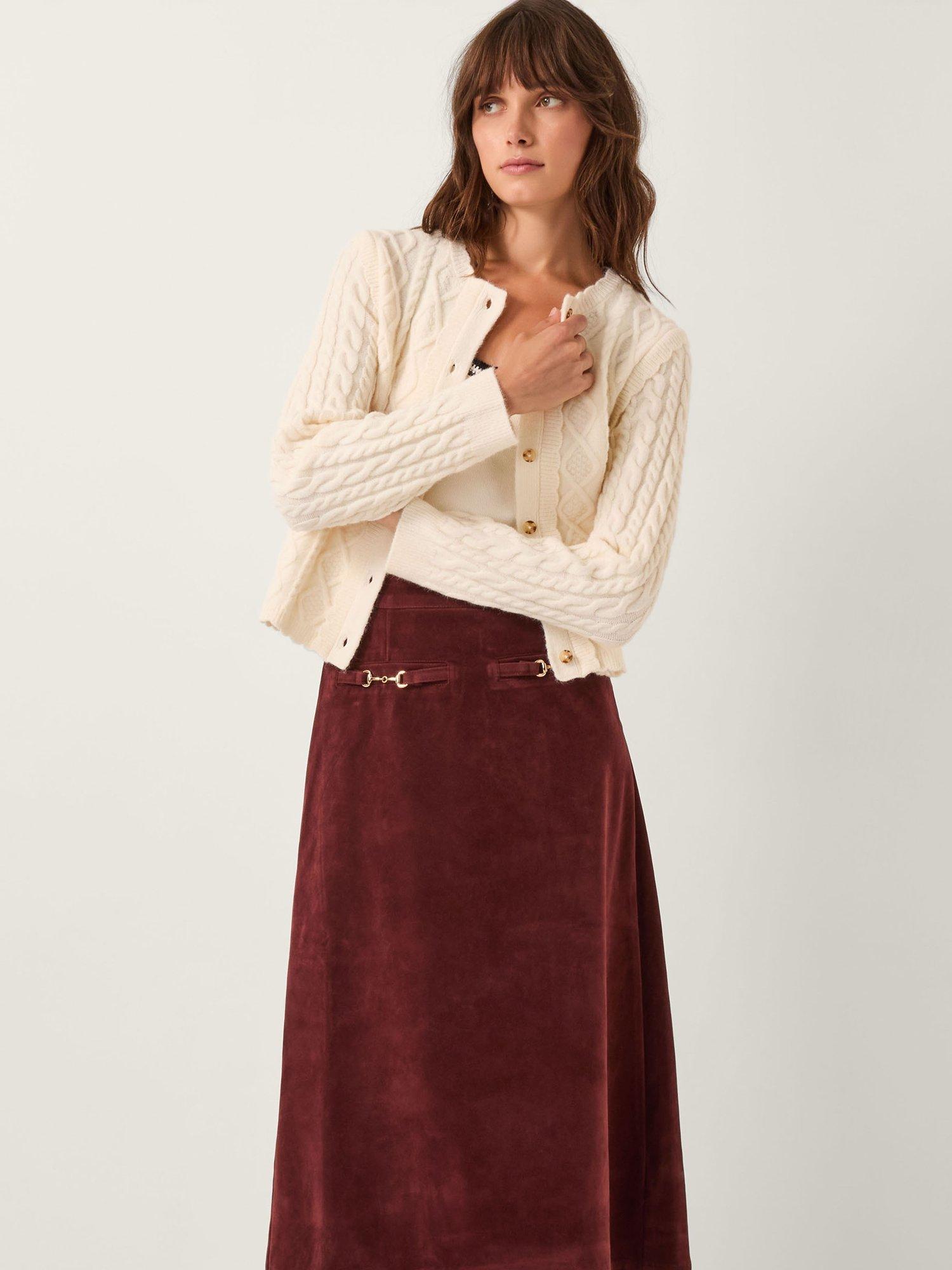 Product image 3 of 5, which shows Monsoon Cindy Crew Neck Knit Cardigan, Ivory, XL
