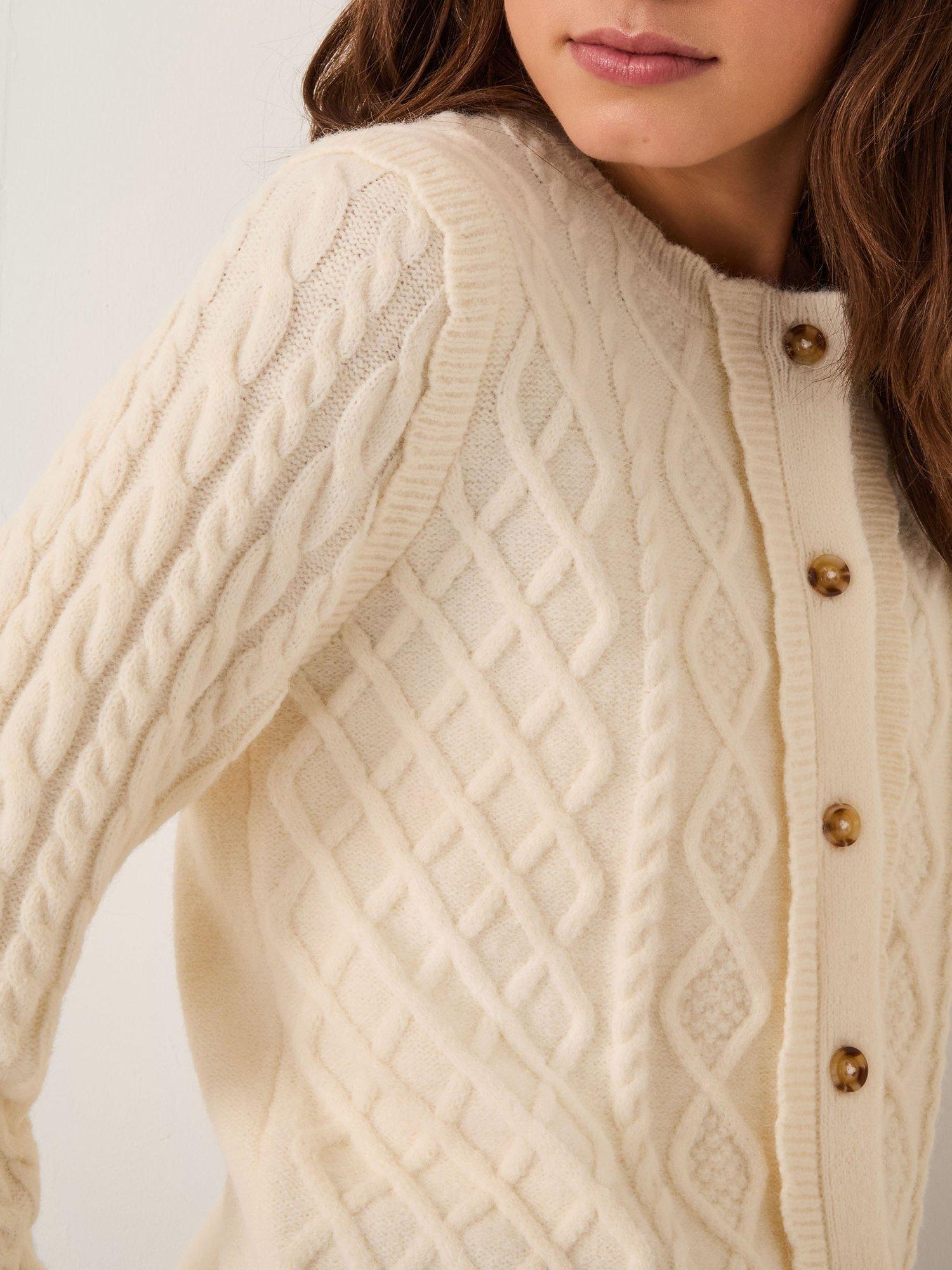 Product image 4 of 5, which shows Monsoon Cindy Crew Neck Knit Cardigan, Ivory, XL