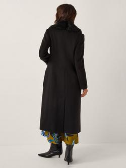 Monsoon Fearne Faux Fur Collar Coat, Black - view 2, Black