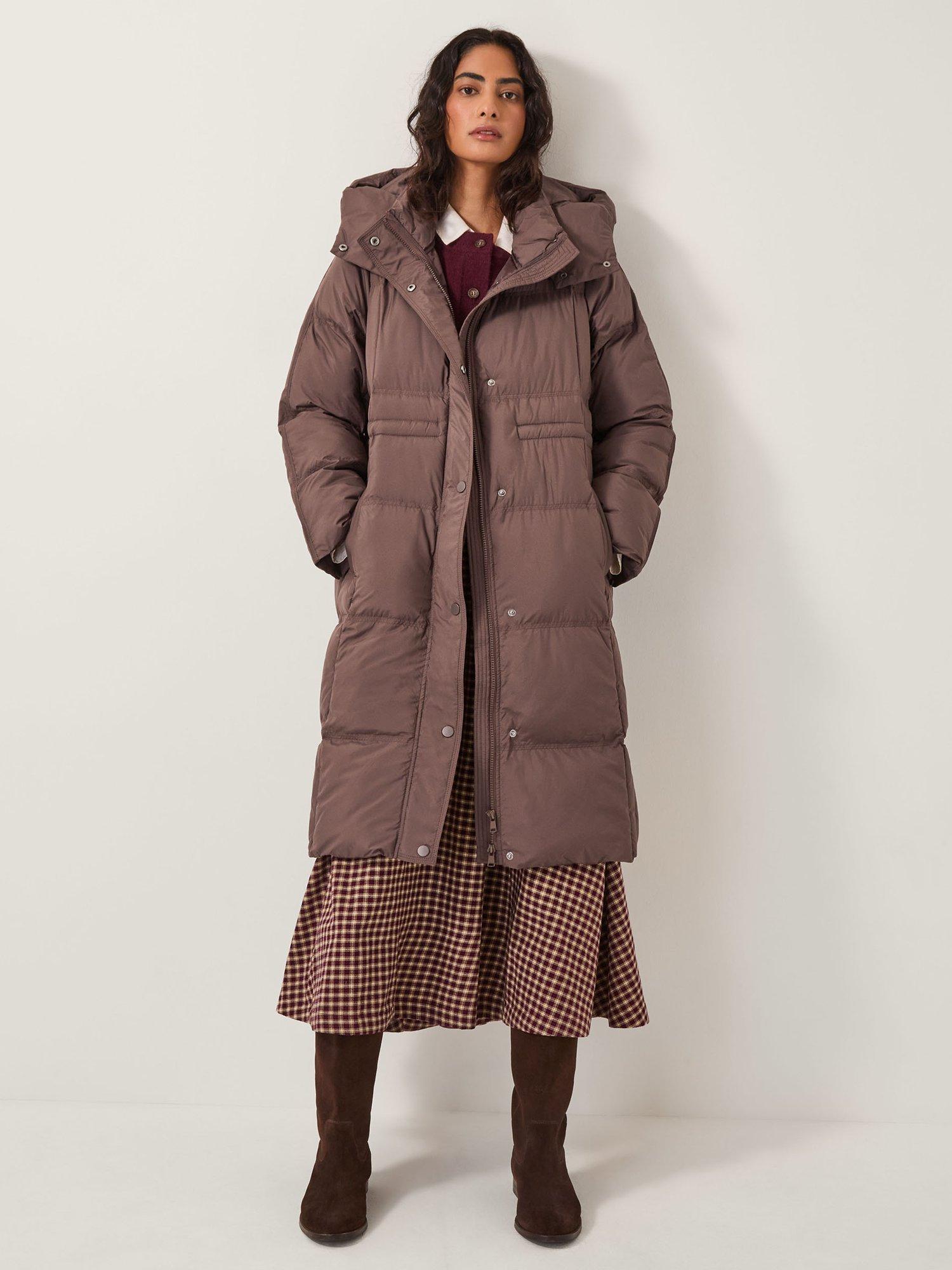 Product image 1 of 5, which shows Monsoon Molly Long Puffer Coat, Chocolate, S