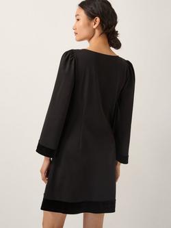 Monsoon Blair Bow Velvet Dress, Black - view 2, Black