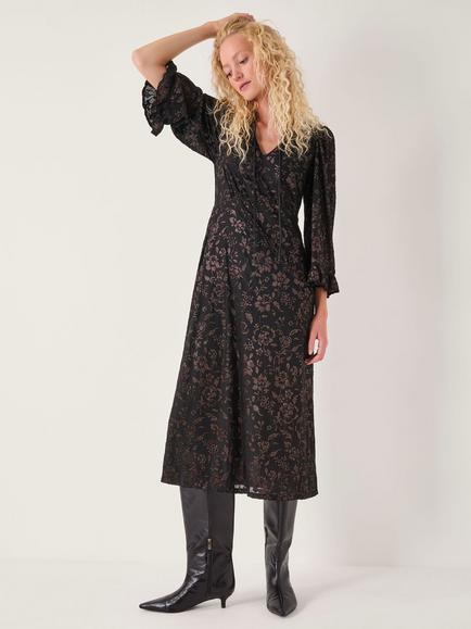 Monsoon Deyla Sparkle Midi Dress, Black, Black