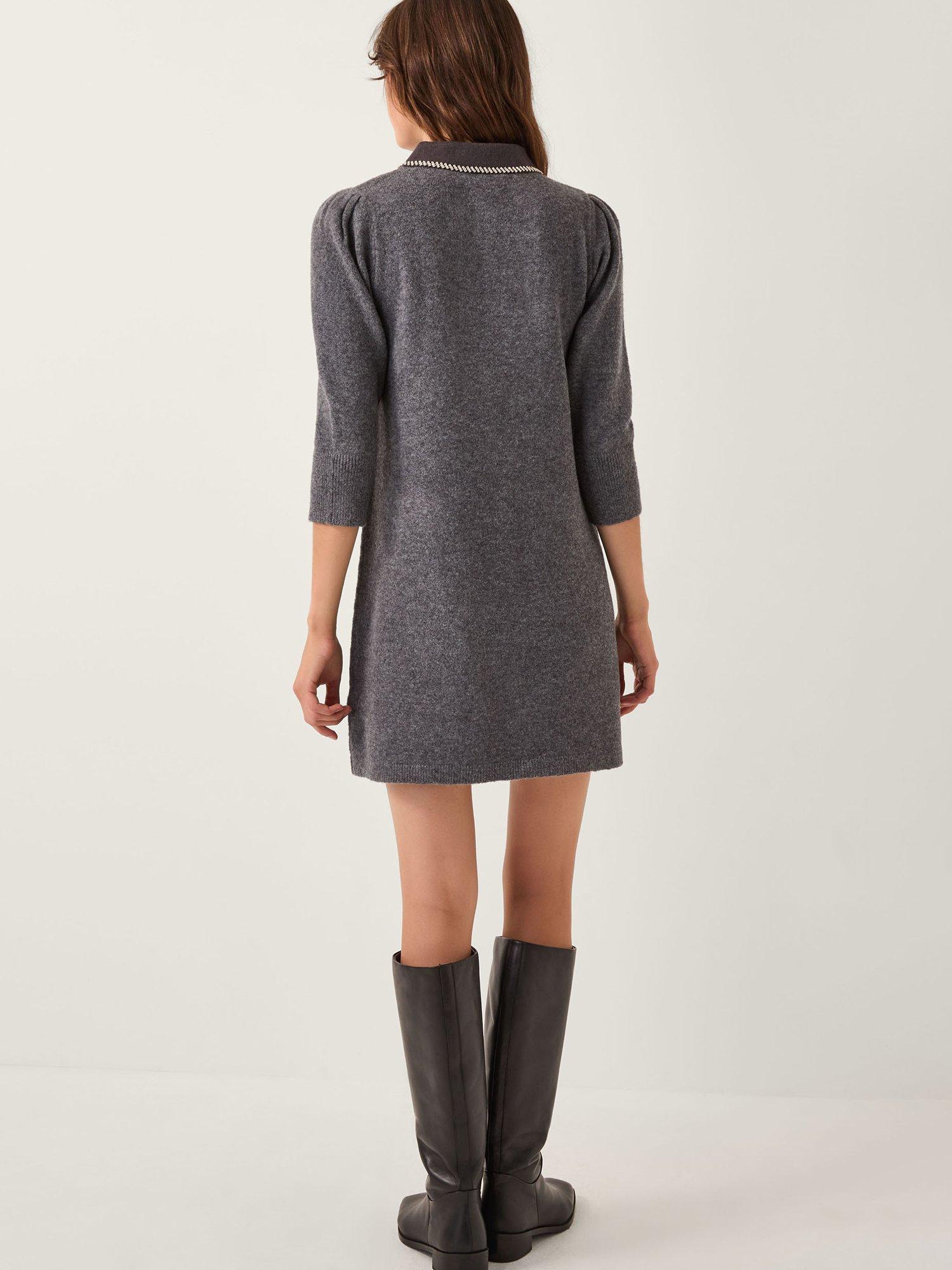 Product image 2 of 4, which shows Monsoon Ebony Knit Jumper Dress, Grey, 10