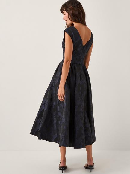 Monsoon Jayda Sleeveless Floral Jacquard Midi Dress - view 2, Navy