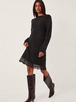 Monsoon Lou Lace Knit Dress, Black