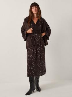 Monsoon Mackie Dot Midi Dress, Chocolate - view 2, Chocolate