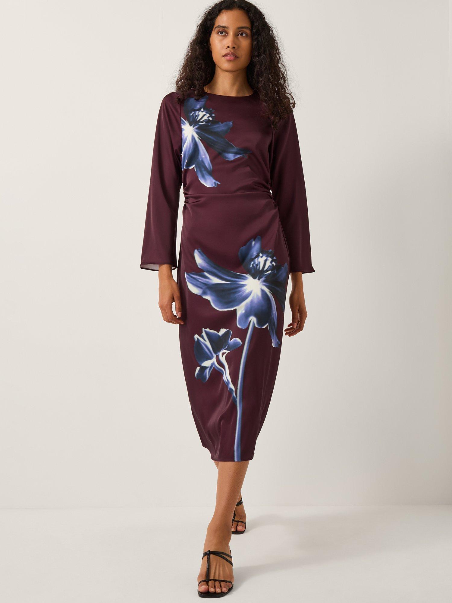 long sleeve burgundy dresses for women Darby Long Sleeve Midi Dress