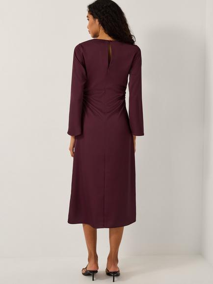 Monsoon Polly Floral Midi Dress, Burgundy - view 2, Burgundy