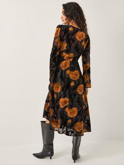 Monsoon Reese Dot Floral Midi Dress, Black - view 2, Black