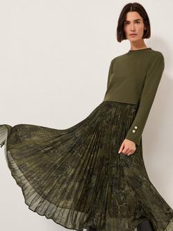 Monsoon Synthia Snake Print Dress, Khaki, Khaki