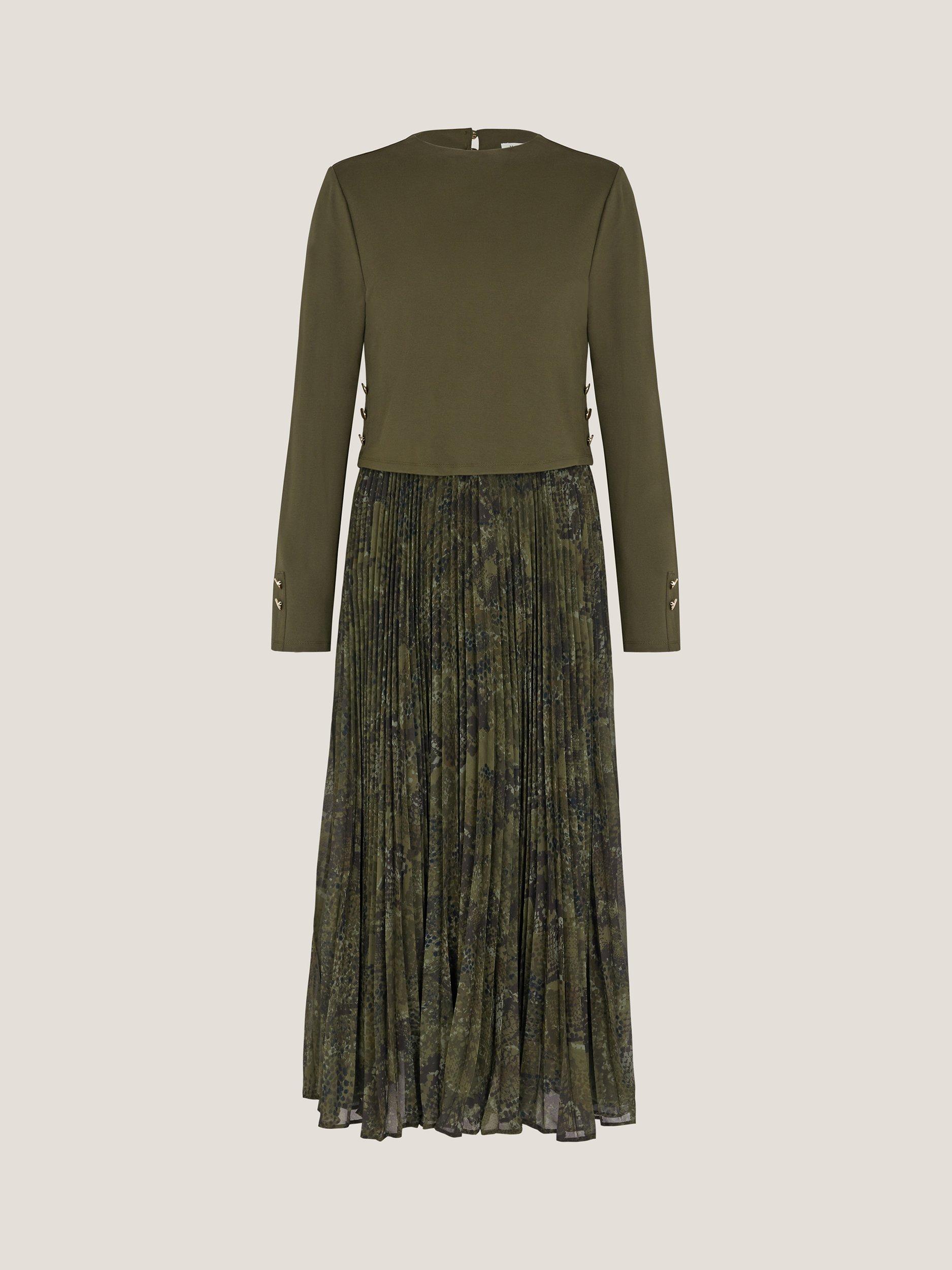 Product image 4 of 4, which shows Monsoon Synthia Snake Print Dress, Khaki, M