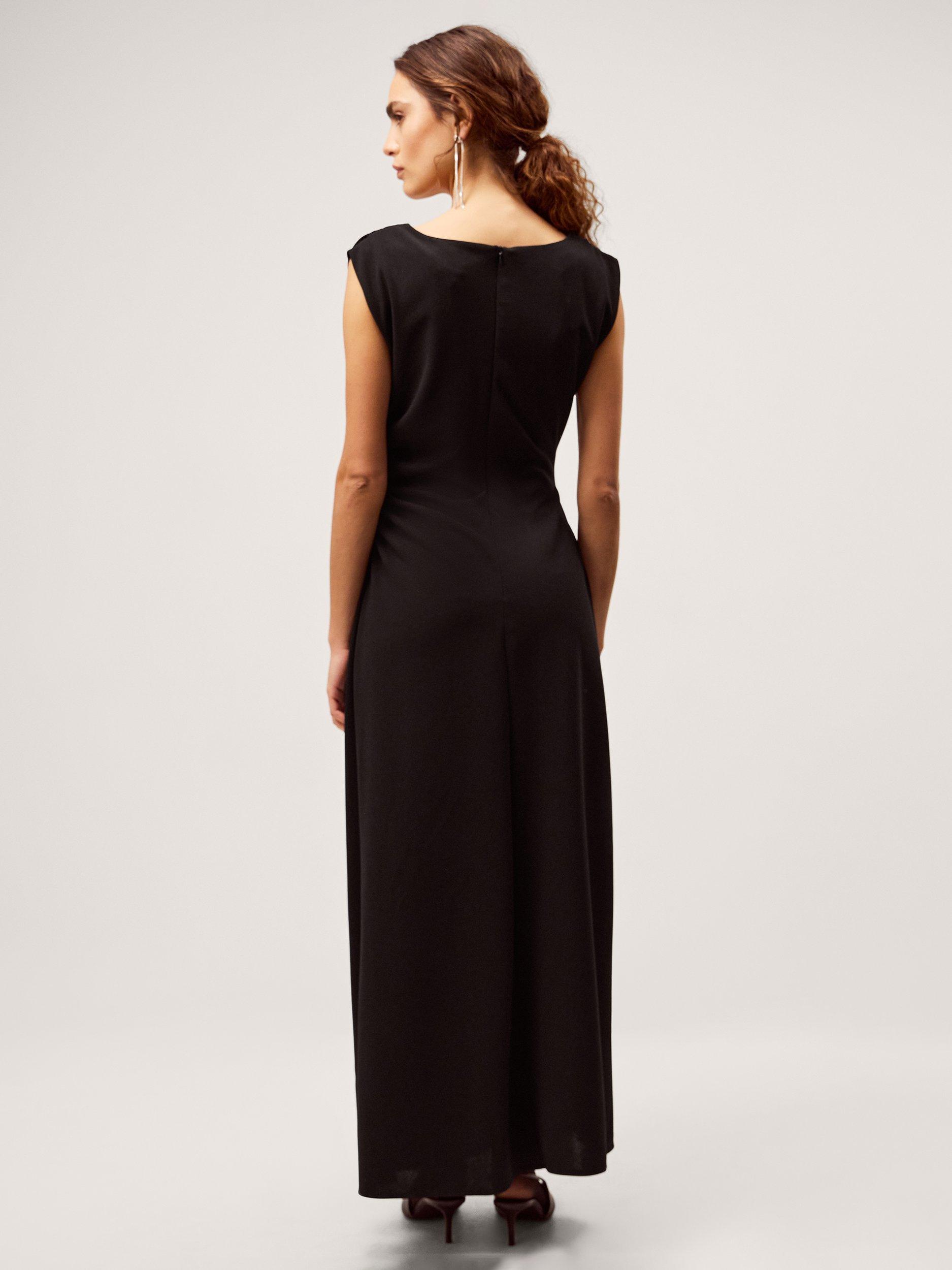 Product image 2 of 5, which shows Monsoon Tansy Trim Maxi Dress, Black, 8
