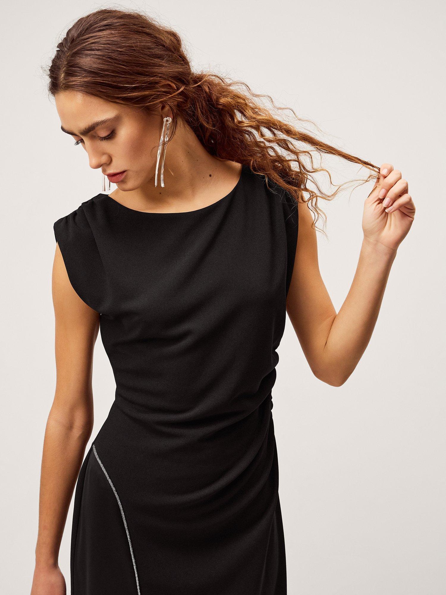 Product image 4 of 5, which shows Monsoon Tansy Trim Maxi Dress, Black, 8