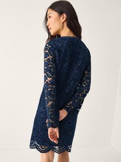 Monsoon Verina Velvet Lace Dress, Midnight - view 2, Midnight