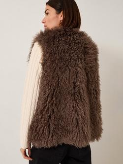 Monsoon Maeve Faux Fur Gilet, Chocolate - view 2, Chocolate