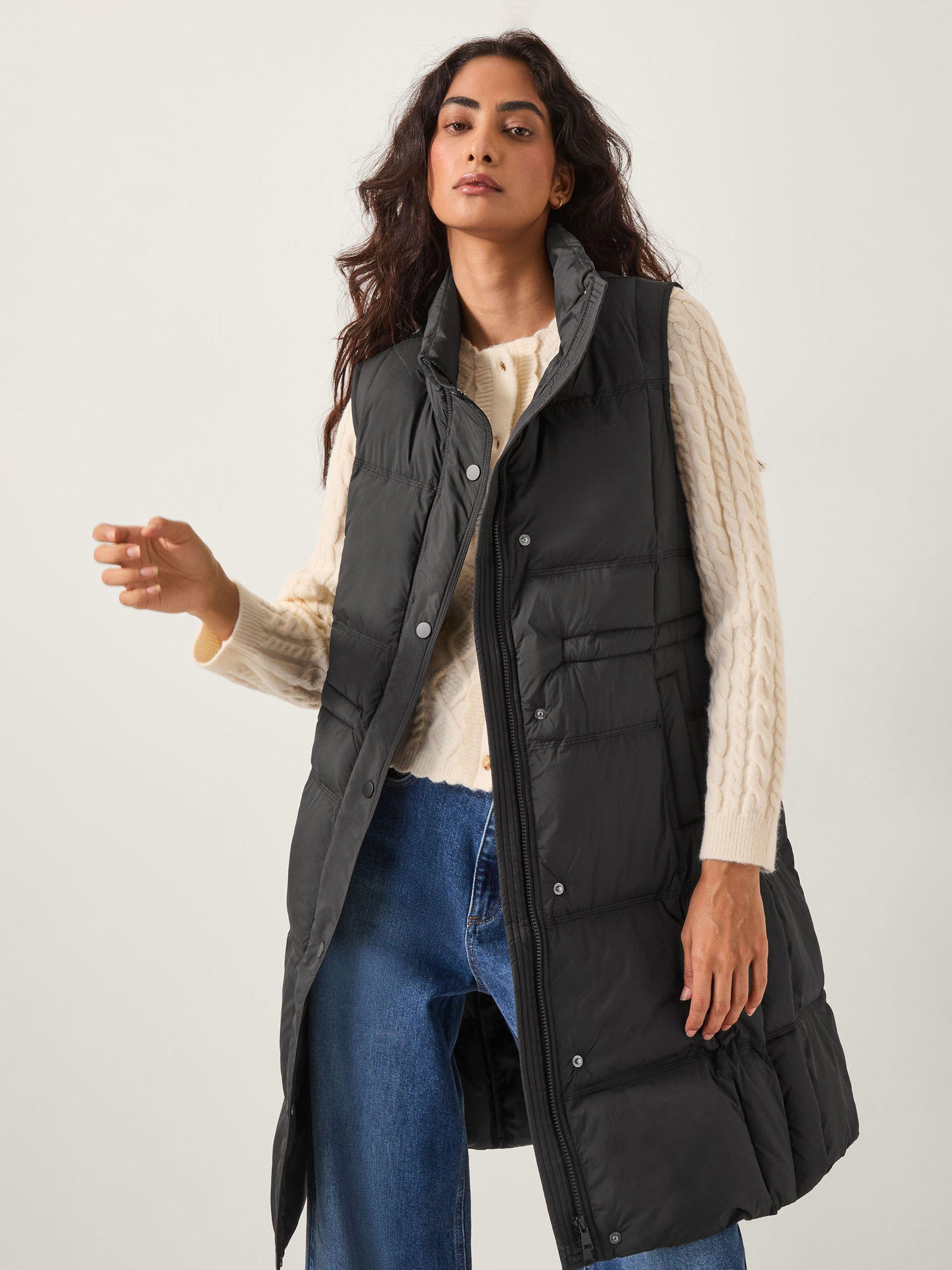 Product image 1 of 5, which shows Monsoon Nelly Long Padded Gilet, Black, S