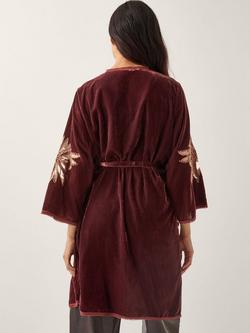 Monsoon Jaz Embroidered Velvet Kimono - view 2, Copper