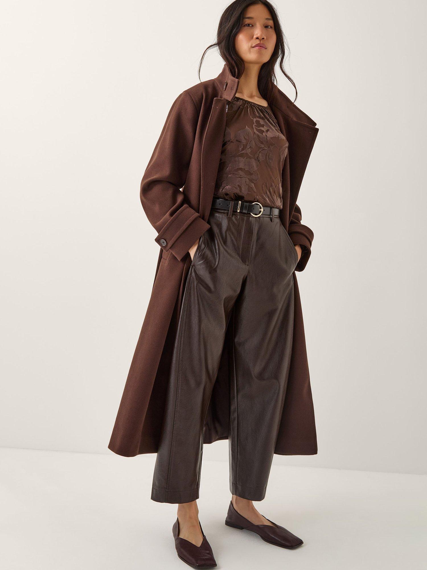 Product image 3 of 5, which shows Monsoon Dua Round Neck Floral Blouse, Chocolate, S