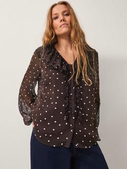 Monsoon Mackie Dot Blouse, Chocolate, Chocolate