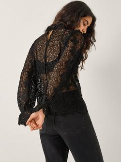 Monsoon Phoebe Lace Blouse, Black - view 2, Black