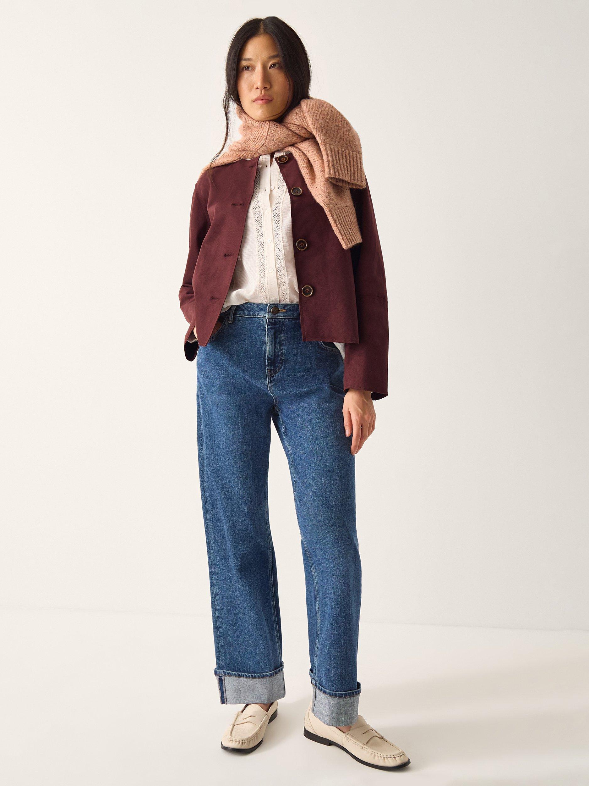 Product image 4 of 4, which shows Monsoon Sara Lace Trim Shirt, Ivory, 10