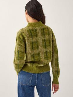 Monsoon Cleo Check Print Crew Neck Jumper - view 2, Green