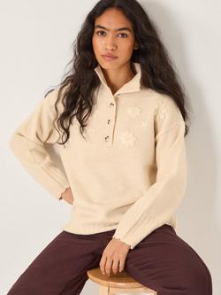 Monsoon Embellished Long Sleeve Cable Jumper, Ivory