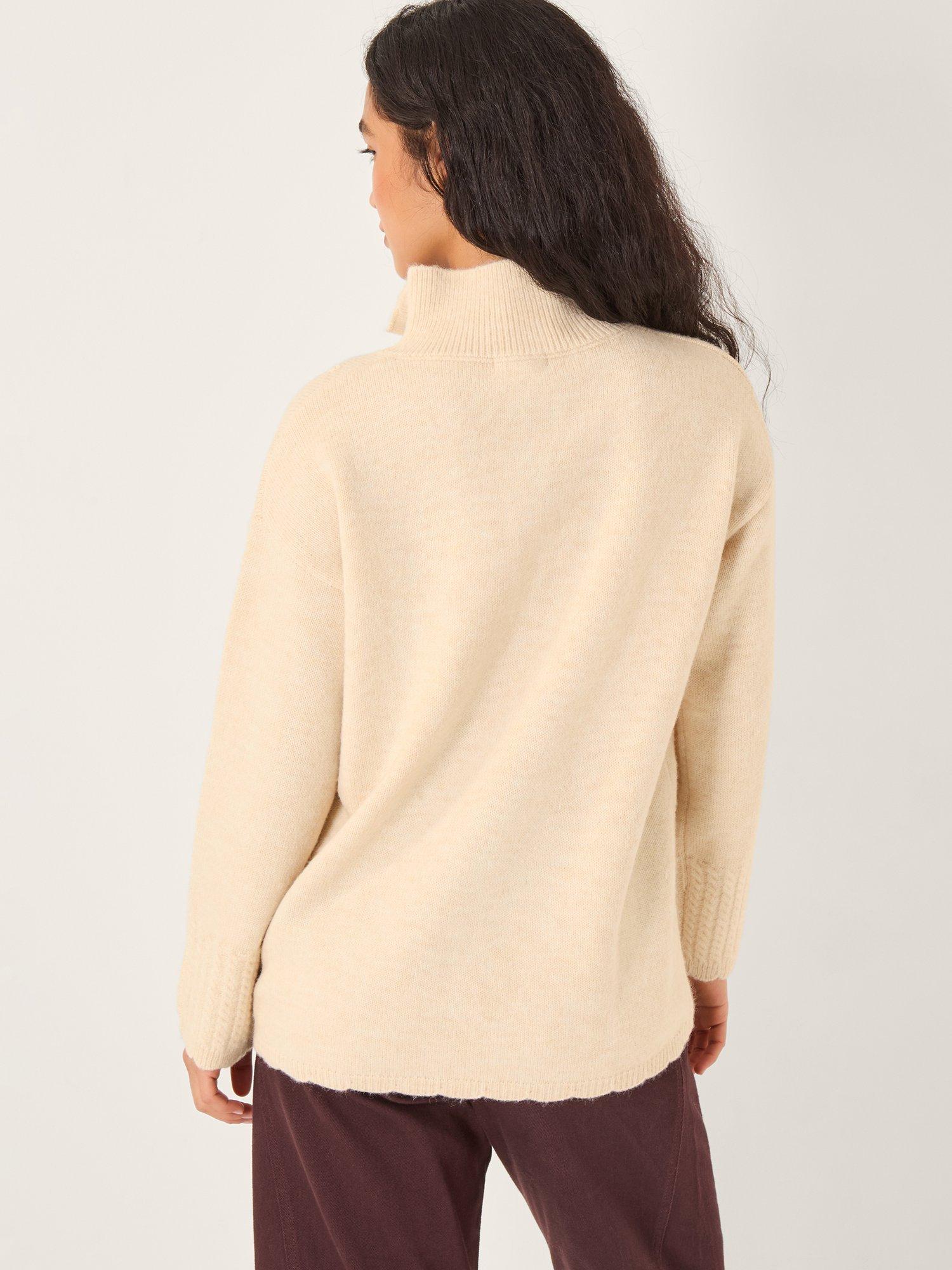 Product image 2 of 4, which shows Monsoon Embellished Long Sleeve Cable Jumper, Ivory, M