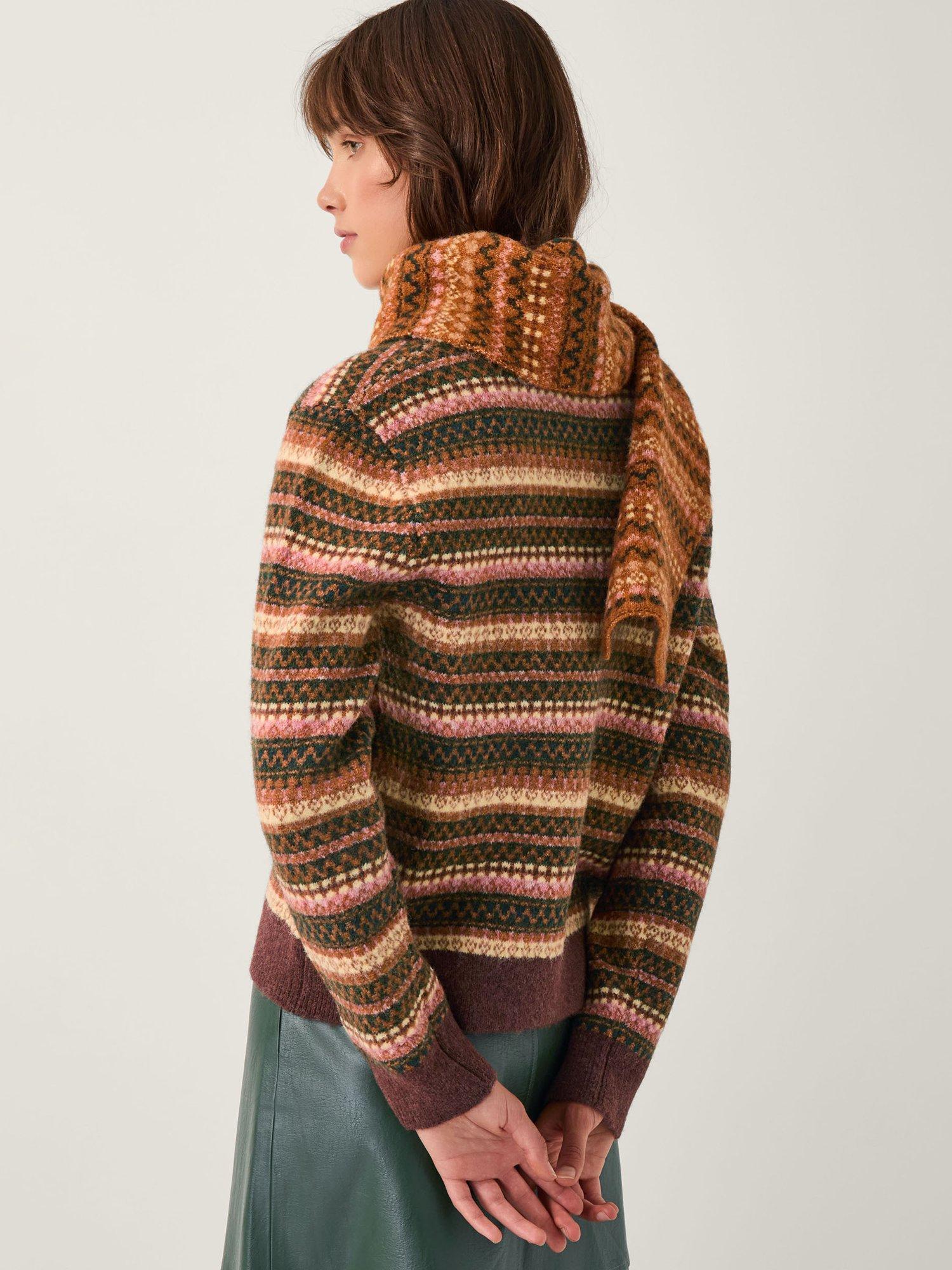 Product image 2 of 5, which shows Monsoon Scout Stripe Jumper & Scarf Set, Orange, XL