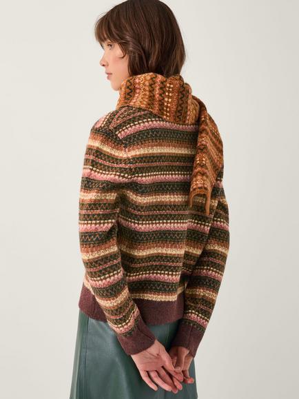 Monsoon Scout Stripe Jumper & Scarf Set, Orange - view 2, Orange