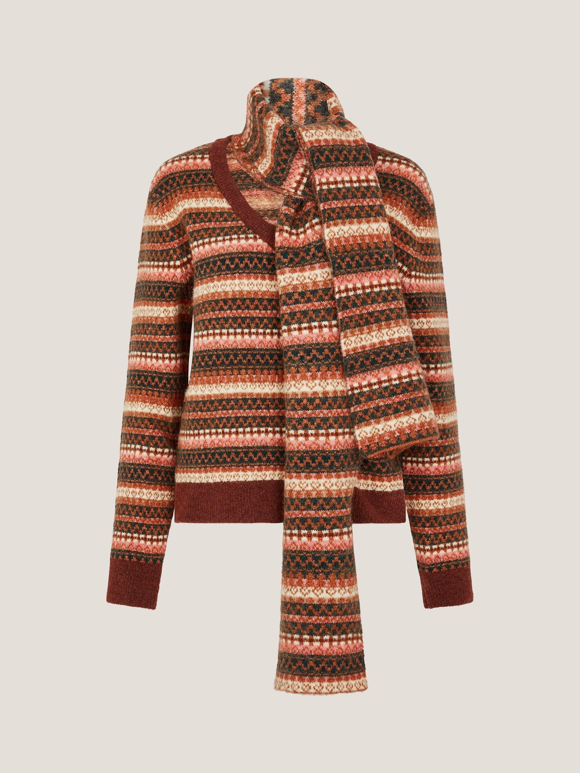 Product image 5 of 5, which shows Monsoon Scout Stripe Jumper & Scarf Set, Orange, XL