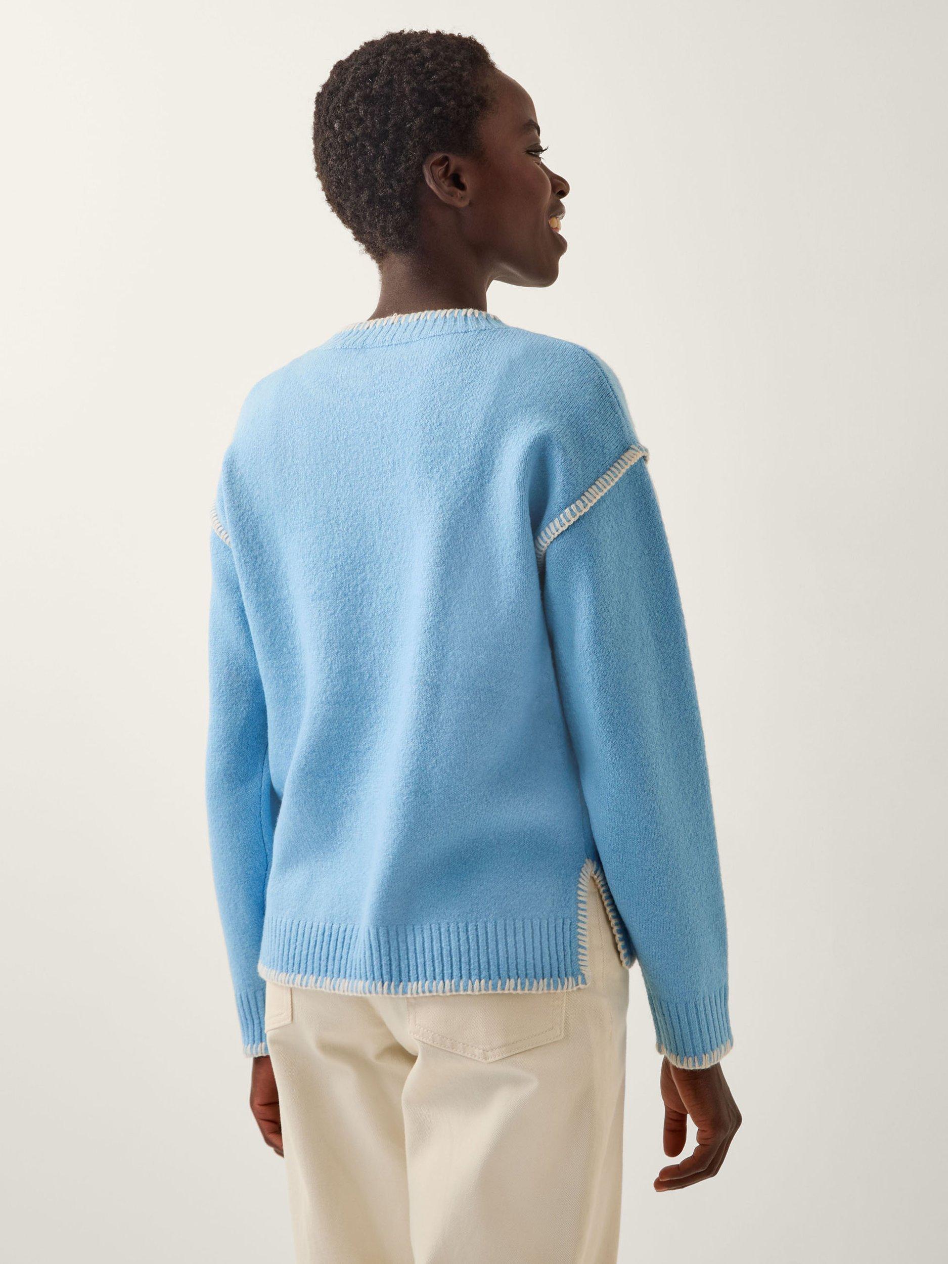 Product image 2 of 4, which shows Monsoon Shayla Colour Contrast Jumper, Blue, M