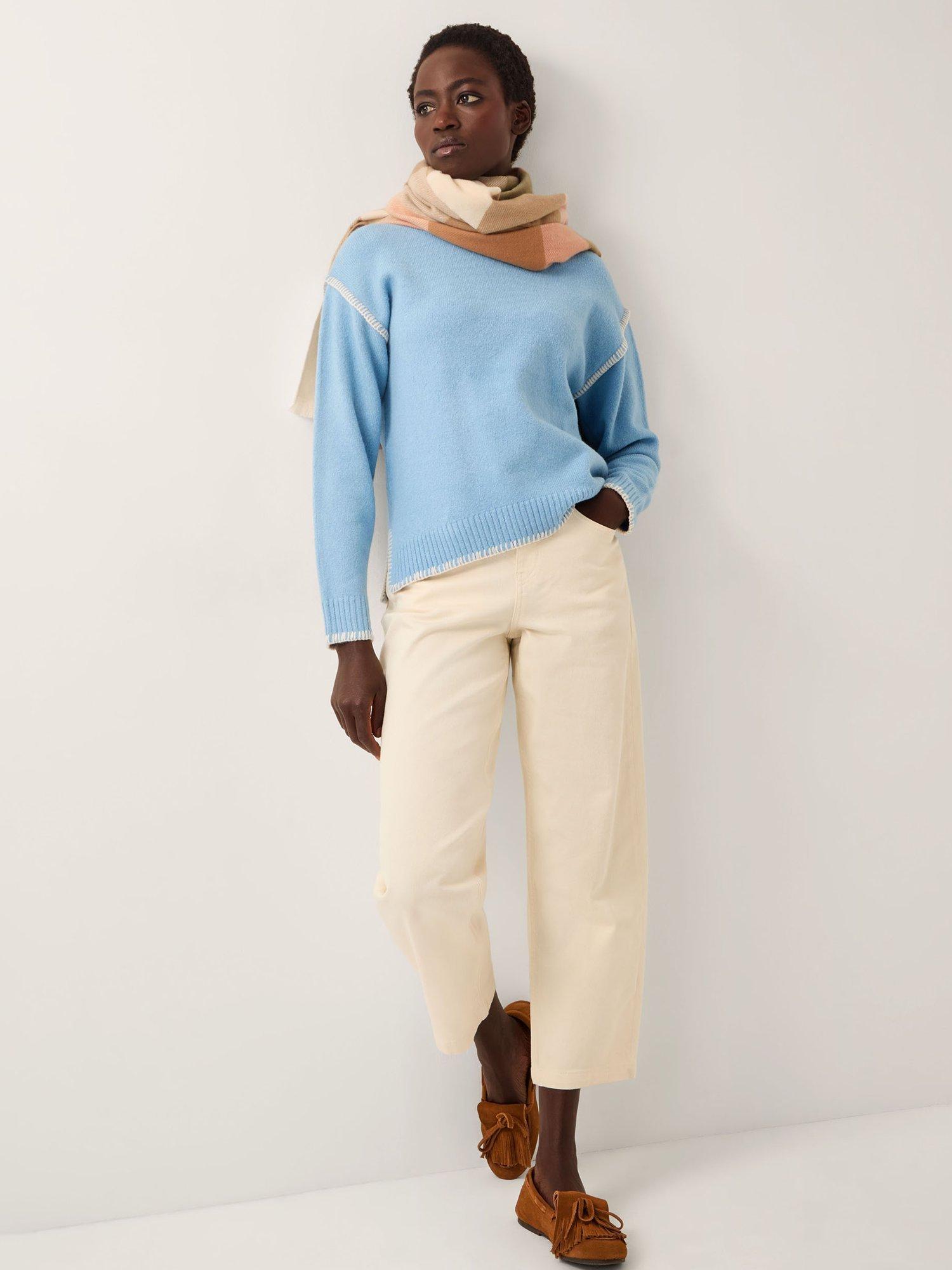 Product image 3 of 4, which shows Monsoon Shayla Colour Contrast Jumper, Blue, M