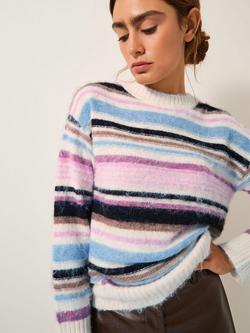 Monsoon Sylvie Stripe Jumper, Ivory, Ivory