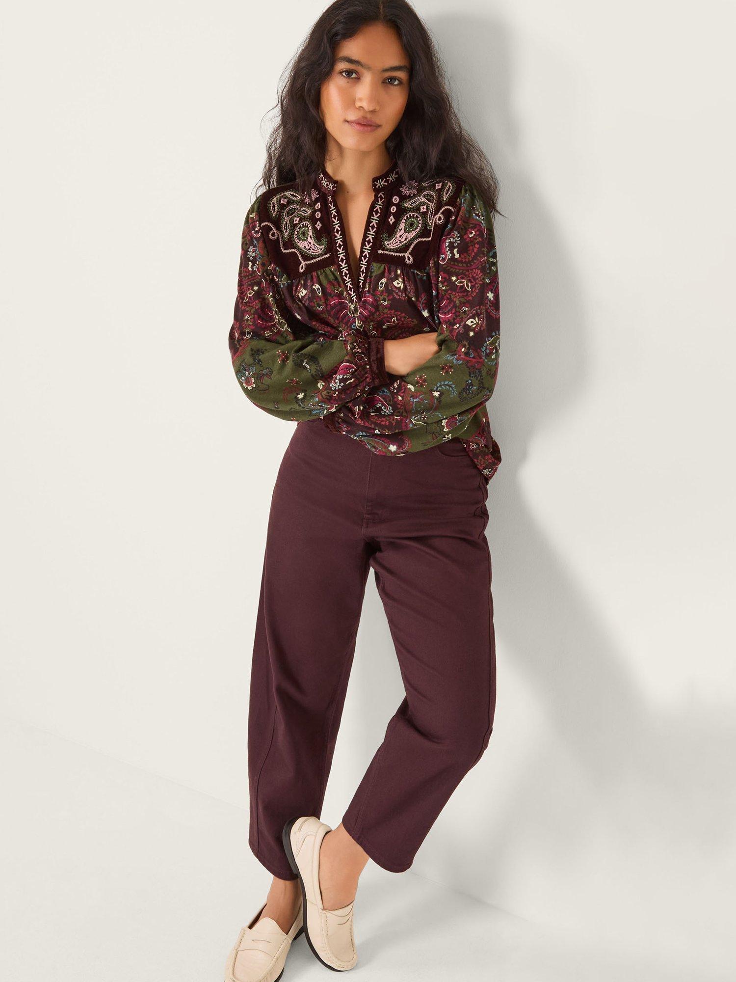 Product image 3 of 4, which shows Monsoon Jemima Paisley Print Jersey Top , Green/Multi, XL