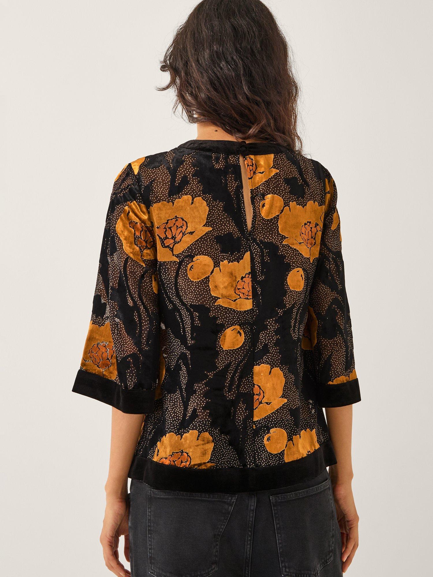 Product image 2 of 5, which shows Monsoon Reese Floral Polka Dot Top, Black, S