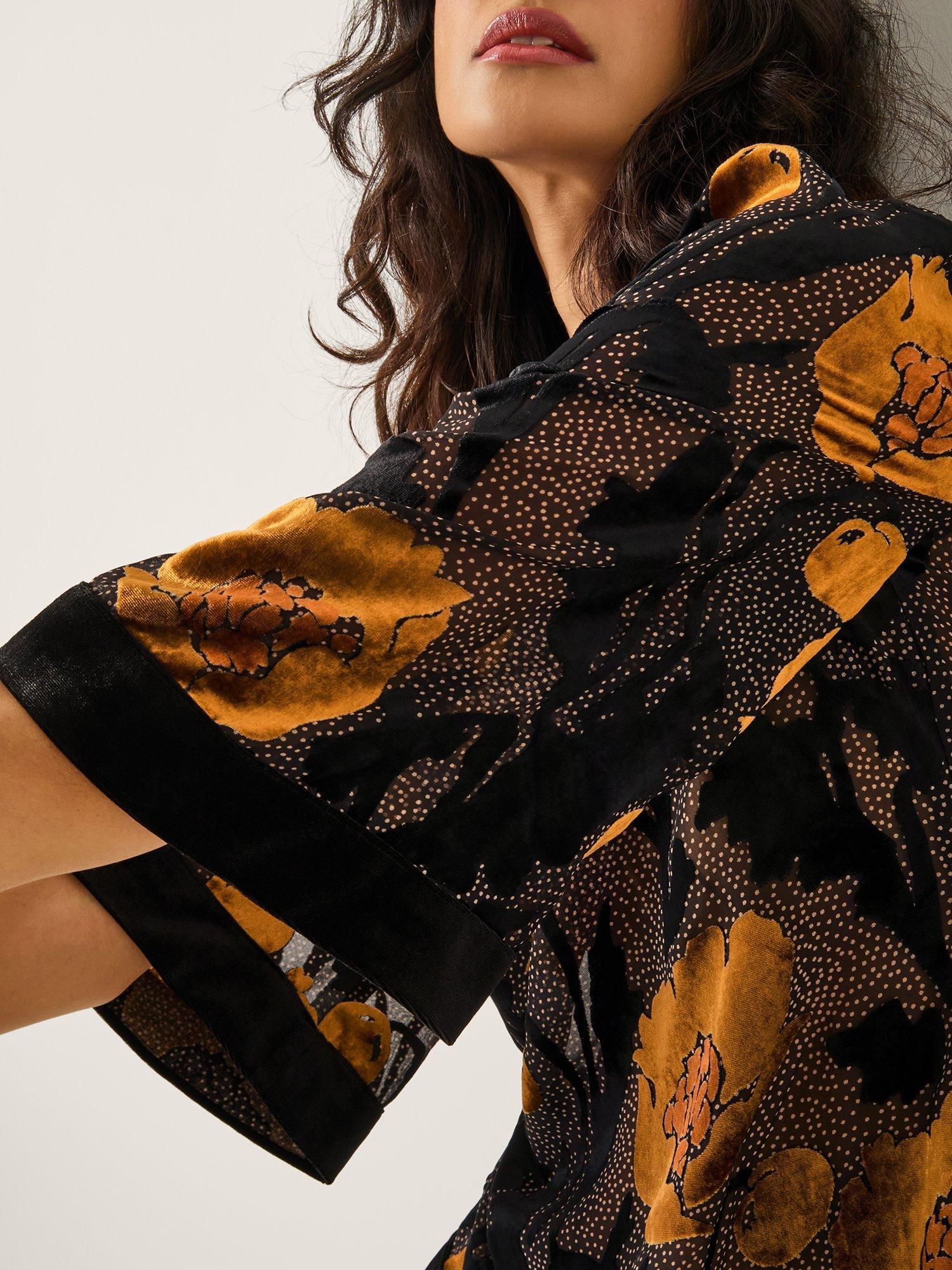 Product image 4 of 5, which shows Monsoon Reese Floral Polka Dot Top, Black, S