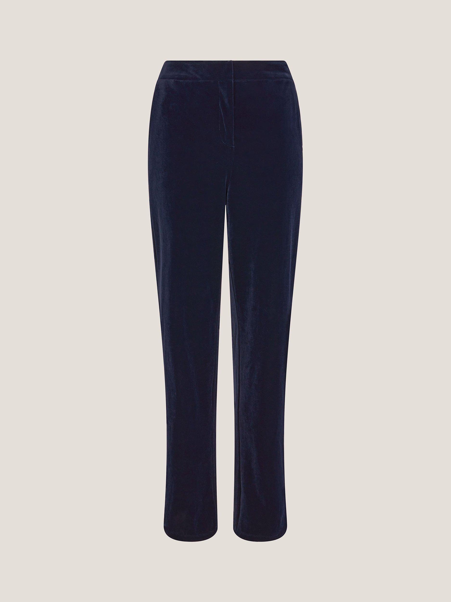 Product image 5 of 5, which shows Monsoon Mila Velvet Trousers, Midnight, 20